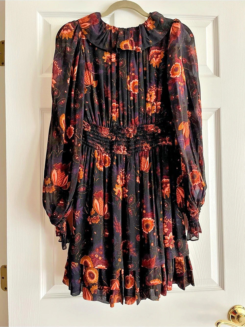 Ava Long Sleeve Silk Mini Dress Floral Mini Dress